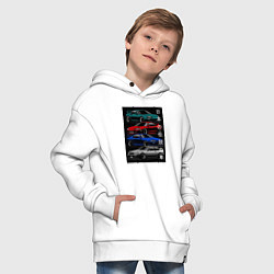 Толстовка оверсайз детская JDM автомобили, цвет: белый — фото 2