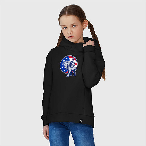 Детское худи оверсайз USA elephant / Черный – фото 3