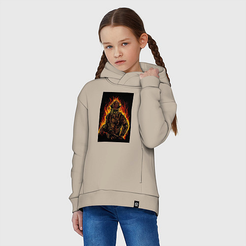 Детское худи оверсайз Пожарный огнеборец / Миндальный – фото 3