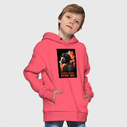 Толстовка оверсайз детская Пламя не остановит меня, цвет: коралловый — фото 2