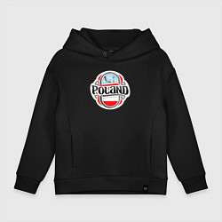 Толстовка оверсайз детская Poland, цвет: черный