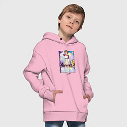 Толстовка оверсайз детская Махиру Кодзуки - медуза не умеет плавать в ночи, цвет: светло-розовый — фото 2