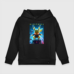 Детское худи оверсайз Cyber Pikachu - neon glow ai art