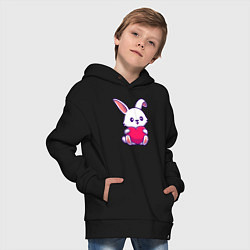 Толстовка оверсайз детская Heart rabbit, цвет: черный — фото 2