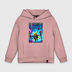 Детское худи оверсайз Cyberpunk 3088 - Pikachu pursuit - neon glow
