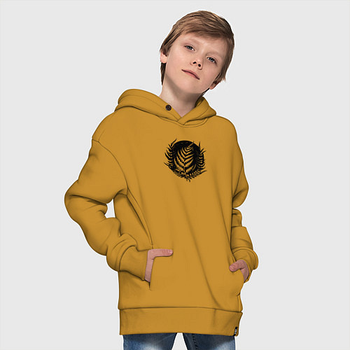 Детское худи оверсайз Чёрный папоротник / Горчичный – фото 4
