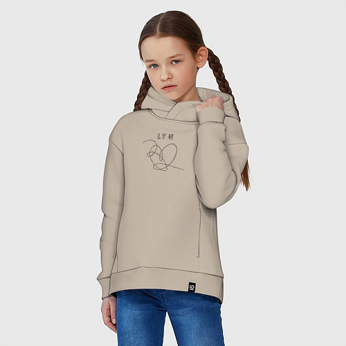 Детское худи оверсайз BTS Love / Миндальный – фото 3
