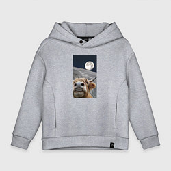Детское худи оверсайз Корова делает селфи на луне
