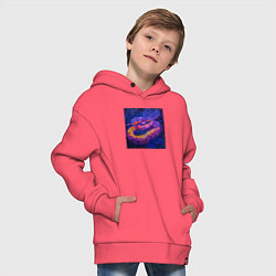 Толстовка оверсайз детская Неоновая змея, цвет: коралловый — фото 2