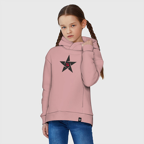 Детское худи оверсайз Black star USSR / Пыльно-розовый – фото 3