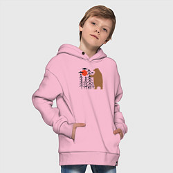 Толстовка оверсайз детская Человек и медведь, цвет: светло-розовый — фото 2
