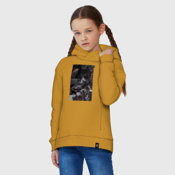 Толстовка оверсайз детская Волки коллаж, цвет: горчичный — фото 2