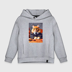 Толстовка оверсайз детская Рыжий кот адвокат - нейроарт, цвет: меланж