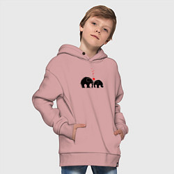 Толстовка оверсайз детская Влюблённые слонята, цвет: пыльно-розовый — фото 2