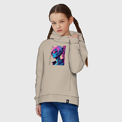 Толстовка оверсайз детская Cyber girl - pop art fantasy, цвет: миндальный — фото 2