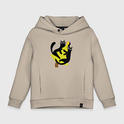 Детское худи оверсайз Черные коты на елке