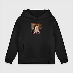 Толстовка оверсайз детская Девушка с белыми волосами и в солнечных очках, цвет: черный