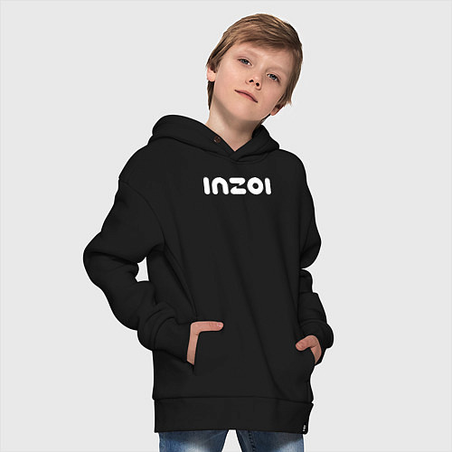 Детское худи оверсайз Inzoi logo / Черный – фото 4