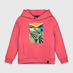 Детское худи оверсайз Крокодил кричит на картине Эдварда Мунка - мем иск