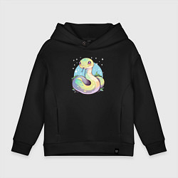 Детское худи оверсайз Милая зелёная змейка