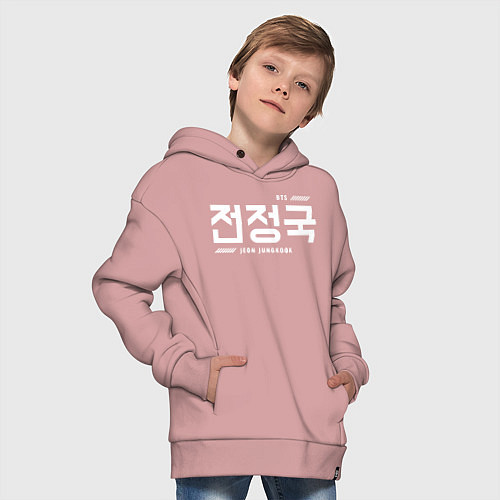 Детское худи оверсайз Чон Чонгук bts / Пыльно-розовый – фото 4