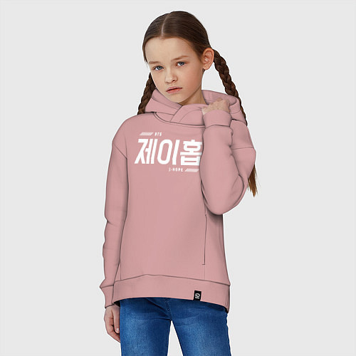 Детское худи оверсайз Джей хоуп bts / Пыльно-розовый – фото 3