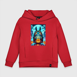 Детское худи оверсайз Тоторо держит тыкву - хэллоуин