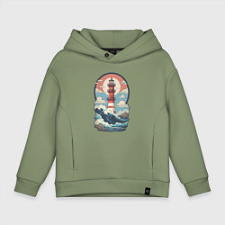 Детское худи оверсайз Маяк в море и волны