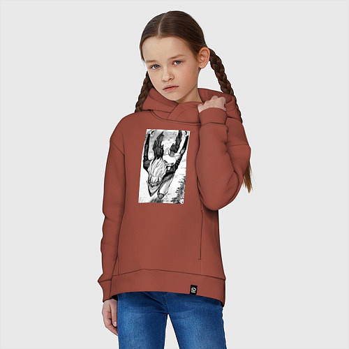 Детское худи оверсайз Дандадан: Кэн Такакура / Кирпичный – фото 3