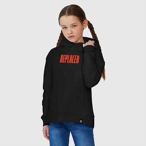 Детское худи оверсайз Replaced logo / Черный – фото 3