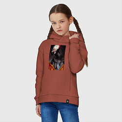 Толстовка оверсайз детская Дандадан: Кэн Такакура, цвет: кирпичный — фото 2