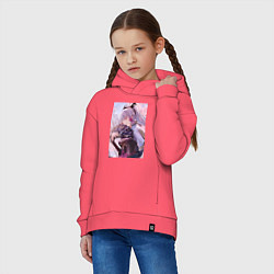 Толстовка оверсайз детская Геншин Камисато Аяка, цвет: коралловый — фото 2