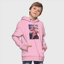 Толстовка оверсайз детская Геншин Яэ Мико Гудзи, цвет: светло-розовый — фото 2