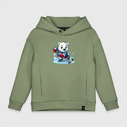 Детское худи оверсайз Полярный медвежонок хоккейный форвард