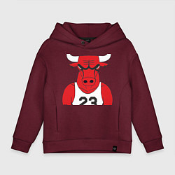 Толстовка оверсайз детская Gangsta Bulls 23 цвета меланж-бордовый — фото 1