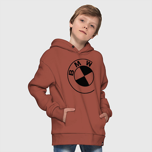 Детское худи оверсайз БМВ значок / Кирпичный – фото 4
