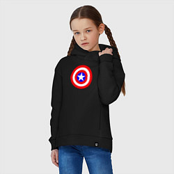 Толстовка оверсайз детская Captain America logo, цвет: черный — фото 2