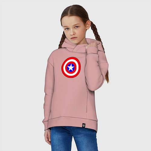 Детское худи оверсайз Captain America logo / Пыльно-розовый – фото 3