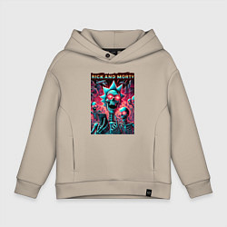 Толстовка оверсайз детская Rick and Morty - neon glow fantasy, цвет: миндальный