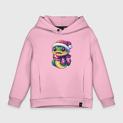 Детское худи оверсайз Зеленая милая добрая змейка