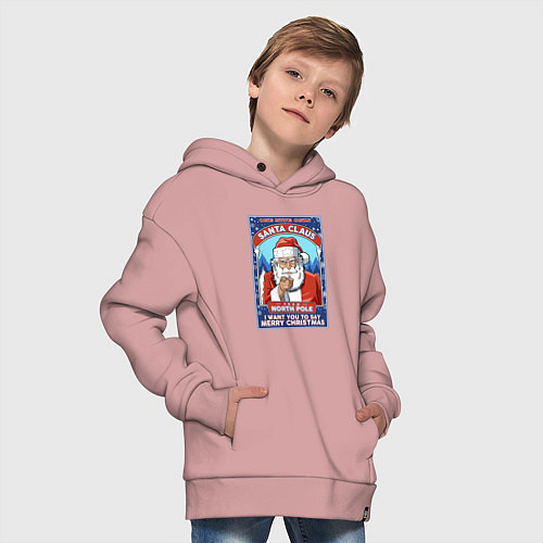 Детское худи оверсайз Santa Claus north pole / Пыльно-розовый – фото 4