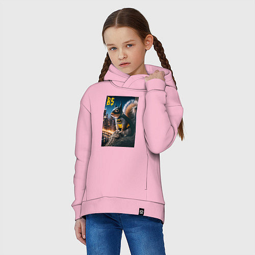 Детское худи оверсайз Bat squirrel - ai art fantasy / Светло-розовый – фото 3
