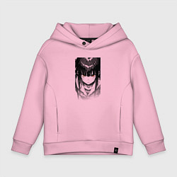 Толстовка оверсайз детская Девушка с красными глазами, цвет: светло-розовый