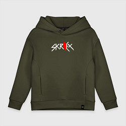 Толстовка оверсайз детская Skrillex - logo, цвет: хаки