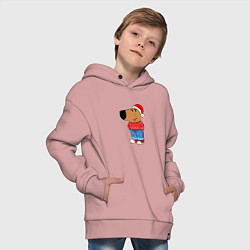 Толстовка оверсайз детская Чиловый парень- новогодний, цвет: пыльно-розовый — фото 2