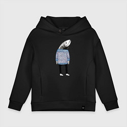 Детское худи оверсайз Рыба в свитере - нейросеть