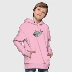 Толстовка оверсайз детская Милая акула медведь, цвет: светло-розовый — фото 2