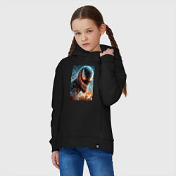 Толстовка оверсайз детская Ужасный Веном - неоновое свечение, цвет: черный — фото 2