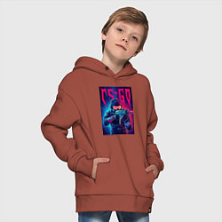 Толстовка оверсайз детская Counter Strike go - neon glow, цвет: кирпичный — фото 2
