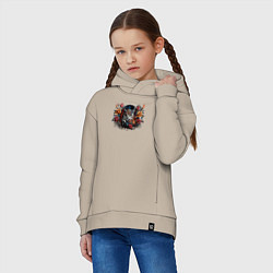 Толстовка оверсайз детская Сова с розами, цвет: миндальный — фото 2